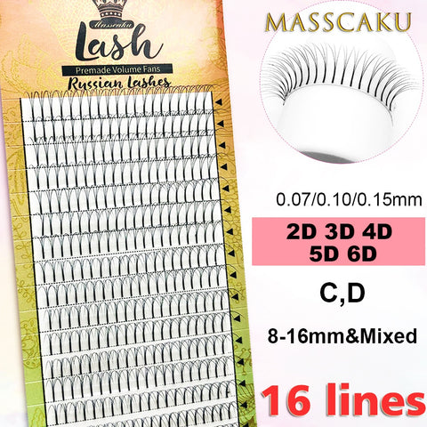 MASSCAKU 16lines Pre-made Russian Eyelash Extensions